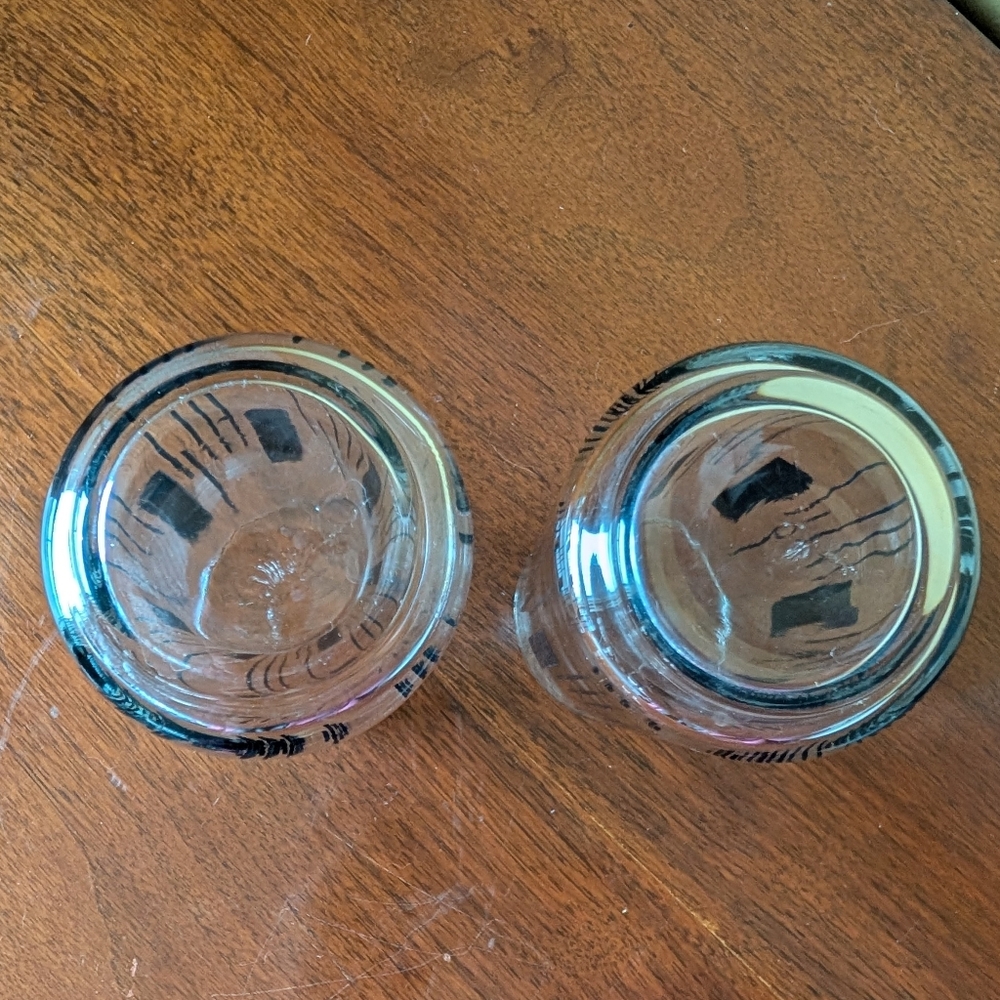 VTG Lot Of 2 Drinking Glasses Black Clear Mid Century MCM Atomic 50s 60s ~12oz - Picture 4 of 5